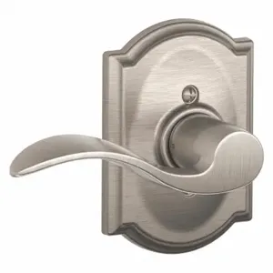 SCHLAGE F170 ACC 619 CAM LH Door Lever Lockset, Grade 2, Accent/Camelot, Satin Nickel, Not Keyed | CT9XQJ 49ZK27