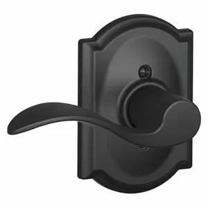 SCHLAGE F170 ACC 622 CAM LH Door Lever Lockset, Grade 2, Accent/Camelot, Matte Black, Not Keyed | CT9XQD 49ZK50