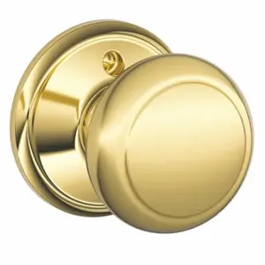 SCHLAGE F170 AND 605 Knob Lockset, 2, Andover, Bright Brass, Not Keyed | CT9ZLR 49ZD85