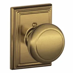 SCHLAGE F170 AND 609 ADD Knob Lockset, 2, Andover/Addison, Antique Brass, Not Keyed | CT9ZMF 49ZD90