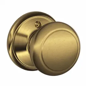 SCHLAGE F170 AND 609 Knob Lockset, 2, Andover, Antique Brass, Not Keyed | CT9ZLH 49ZD89