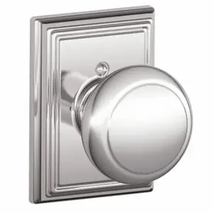 SCHLAGE F170 AND 625 ADD Knob Lockset, 2, Andover/Addison, Chrome, Not Keyed | CT9ZMN 49ZE07