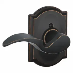 SCHLAGE F170 AVA 716 CAM LH Door Lever Lockset, Grade 2, Avanti/Camelot, Antique Bronze, Not Keyed | CT9XUH 49ZK96