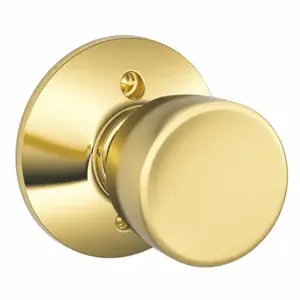 SCHLAGE F170 BEL 605 Knob Lockset, 2, Bell, Bright Brass, Not Keyed | CT9ZNR 49ZE17