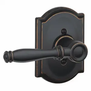 SCHLAGE F170 BIR 716 CAM Door Lever Lockset, Grade 2, Birmingham/Camelot, Antique Bronze, Not Keyed | CT9XWX 49ZL13