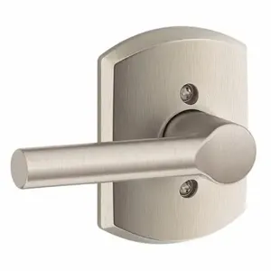 SCHLAGE F170 BRW 619 GRW Door Lever Lockset, Grade 2, Broadway/Greenwich, Satin Nickel, Not Keyed | CT9XZP 49ZL17