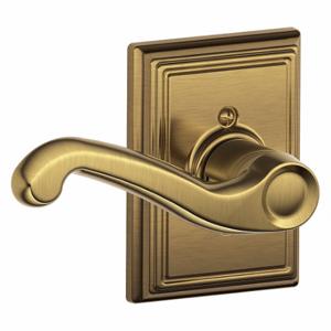 SCHLAGE F170 FLA 609 ADD LH Door Lever Lockset, Grade 2, Flair/Addison, Antique Brass, Not Keyed | CT9YDT 49ZM44