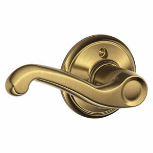 SCHLAGE F170 FLA 609 LH Door Lever Lockset, Grade 2, Flair, Antique Brass, Not Keyed | CT9YCP 49ZM50