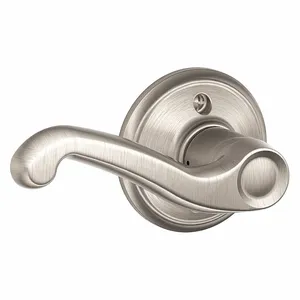 SCHLAGE F170 FLA 619 LH Door Lever Lockset, Grade 2, Flair, Satin Nickel, Not Keyed | CT9YDM 49ZM66