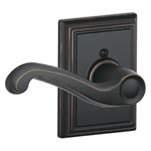 SCHLAGE F170 FLA 716 ADD RH Door Lever Lockset, Grade 2, Flair/Addison, Antique Bronze, Not Keyed | CT9YDX 49ZM91