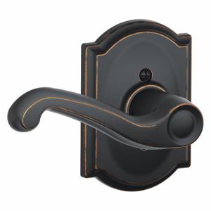 SCHLAGE F170 FLA 716 CAM RH Door Lever Lockset, Grade 2, Flair/Camelot, Antique Bronze, Not Keyed | CT9YFT 49ZM95