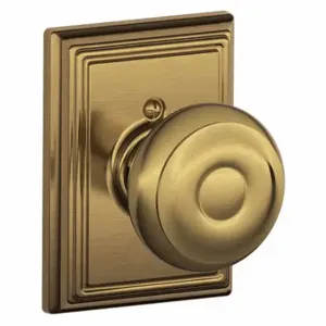 SCHLAGE F170 GEO 609 ADD Knob Lockset, 2, Georgian/Addison, Antique Brass, Not Keyed | CT9ZPM 49ZE26