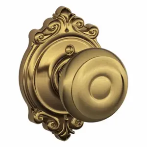 SCHLAGE F170 GEO 609 BRK Knob Lockset, 2, Georgian/Brookshire, Antique Brass, Not Keyed | CT9ZQQ 49ZE27