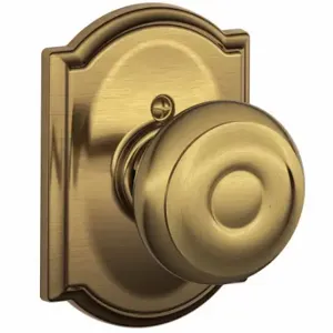 SCHLAGE F170 GEO 609 CAM Knob Lockset, 2, Georgian/Camelot, Antique Brass, Not Keyed | CT9ZRN 49ZE28