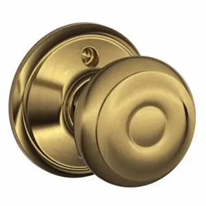 SCHLAGE F170 GEO 609 Knob Lockset, 2, Georgian, Antique Brass, Not Keyed | CT9ZNX 49ZE25