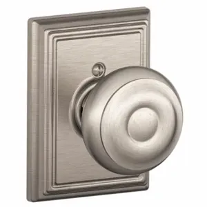 SCHLAGE F170 GEO 619 ADD Knob Lockset, 2, Georgian/Addison, Satin Nickel, Not Keyed | CT9ZQL 49ZE31