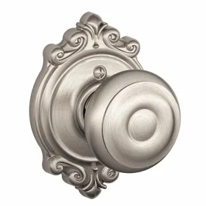 SCHLAGE F170 GEO 619 BRK Knob Lockset, 2, Georgian/Brookshire, Satin Nickel, Not Keyed | CT9ZRH 49ZE32