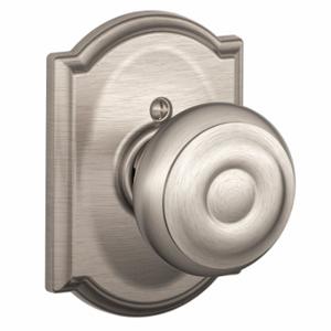 SCHLAGE F170 GEO 619 CAM Knob Lockset, 2, Georgian/Camelot, Satin Nickel, Not Keyed | CT9ZTM 49ZE33