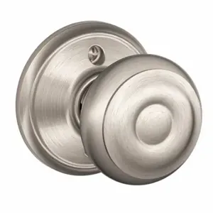 SCHLAGE F170 GEO 619 Knob Lockset, 2, Georgian, Satin Nickel, Not Keyed | CT9ZPL 49ZE30