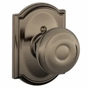 SCHLAGE F170 GEO 620 CAM Knob Lockset, 2, Georgian/Camelot, Antique Pewter, Not Keyed | CT9ZRX 49ZE37