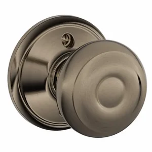 SCHLAGE F170 GEO 620 Knob Lockset, 2, Georgian, Antique Pewter, Not Keyed | CT9ZPD 49ZE35