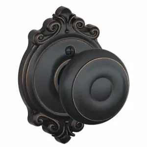 SCHLAGE F170 GEO 716 BRK Knob Lockset, 2, Georgian/Brookshire, Antique Bronze, Not Keyed | CT9ZQW 49ZE52