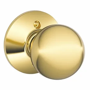 SCHLAGE F170 ORB 605 Knob Lockset, 2, Orbit, Bright Brass, Not Keyed | CT9ZUJ 49ZE55