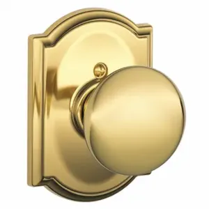 SCHLAGE F170 PLY 605 CAM Knob Lockset, 2, Plymouth/Camelot, Bright Brass, Not Keyed | CT9ZWF 49ZE68