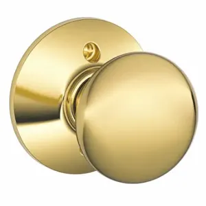 SCHLAGE F170 PLY 605 Knob Lockset, 2, Plymouth, Bright Brass, Not Keyed | CT9ZVH 49ZE67