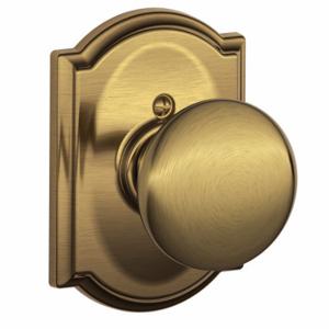 SCHLAGE F170 PLY 609 CAM Knob Lockset, 2, Plymouth/Camelot, Antique Brass, Not Keyed | CT9ZVU 49ZE70