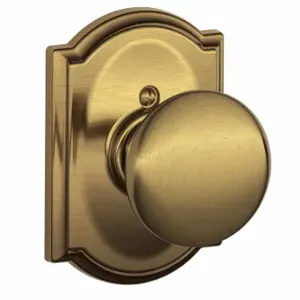 SCHLAGE F170 PLY 609 CAM Knob Lockset, 2, Plymouth/Camelot, Antique Brass, Not Keyed | CT9ZVU 49ZE70