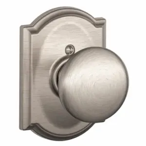 SCHLAGE F170 PLY 619 CAM Knob Lockset, 2, Plymouth/Camelot, Satin Nickel, Not Keyed | CU2AAZ 49ZE74