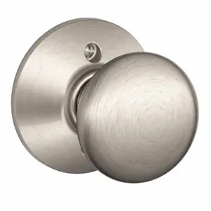 SCHLAGE F170 PLY 619 Knob Lockset, 2, Plymouth, Satin Nickel, Not Keyed | CT9ZVR 49ZE73