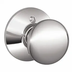 SCHLAGE F170 PLY 625 Knob Lockset, 2, Plymouth, Chrome, Not Keyed | CT9ZVK 49ZE79