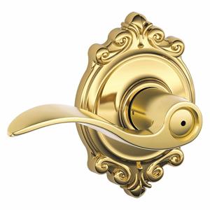 SCHLAGE F40 ACC 605 BRK Door Lever Lockset, Grade 2, Accent/Brooklyn, Bright Brass, Different | CT9ZEA 457H68