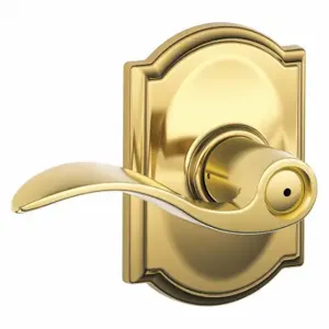 SCHLAGE F40 ACC 605 CAM Door Lever Lockset, Grade 2, Accent/Camelot, Bright Brass, Different | CT9XPP 457H69