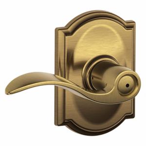 SCHLAGE F40 ACC 609 CAM Door Lever Lockset, Grade 2, Accent/Camelot, Antique Brass, Different | CT9XNY 457H75