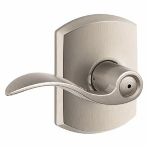 SCHLAGE F40 ACC 619 GRW Door Lever Lockset, Grade 2, Accent/Greenwich, Satin Nickel, Different | CT9XRF 457H83