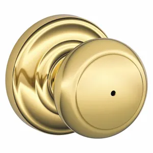 SCHLAGE F40 AND 605 AND Knob Lockset, 2, Andover/Andover, Bright Brass, Not Keyed | CU2ABP 457G58