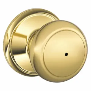 SCHLAGE F40 AND 605 Knob Lockset, 2, Andover, Bright Brass, Not Keyed | CT9ZLT 49ZP14