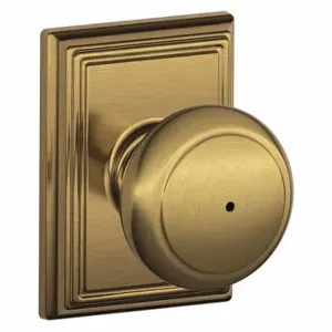 SCHLAGE F40 AND 609 ADD Knob Lockset, 2, Andover/Addison, Antique Brass, Not Keyed | CU2ADH 457G60