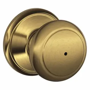 SCHLAGE F40 AND 609 Knob Lockset, 2, Andover, Antique Brass, Not Keyed | CT9ZLJ 49ZP15