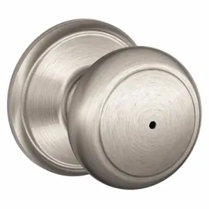 SCHLAGE F40 AND 619 Knob Lockset, 2, Andover, Satin Nickel, Not Keyed | CT9ZMB 49ZP17