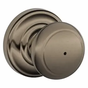 SCHLAGE F40 AND 620 AND Knob Lockset, 2, Andover, Antique Nickel, Not Keyed | CU2ABF 457G70