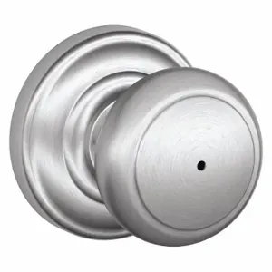 SCHLAGE F40 AND 626 AND Knob Lockset, 2, Andover, Satin Chrome, Not Keyed | CU2ABH 457G75