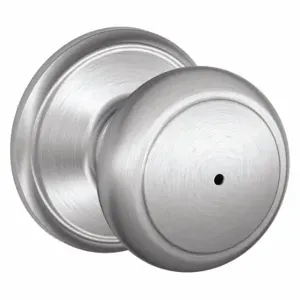 SCHLAGE F40 AND 626 Knob Lockset, 2, Andover, Satin Chrome, Not Keyed | CU2AAU 49ZP20