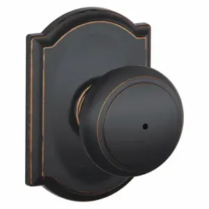 SCHLAGE F40 AND 716 CAM Knob Lockset, 2, Andover/Camelot, Antique Bronze, Not Keyed | CU2ABR 457G79