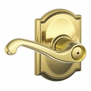 SCHLAGE F40 FLA 605 CAM Door Lever Lockset, Grade 2, Flair/Camelot, Bright Brass, Different | CT9YFY 457J78