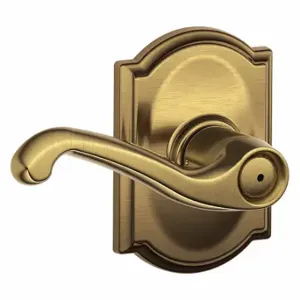 SCHLAGE F40 FLA 609 CAM Door Lever Lockset, Grade 2, Flair/Camelot, Antique Brass, Different | CT9YFK 457J83