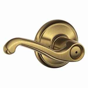 SCHLAGE F40 FLA 609 Door Lever Lockset, Grade 2, Flair, Antique Brass, Not Keyed | CT9YCL 49ZP50